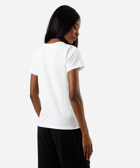 camiseta feminina de algodão estampada off white