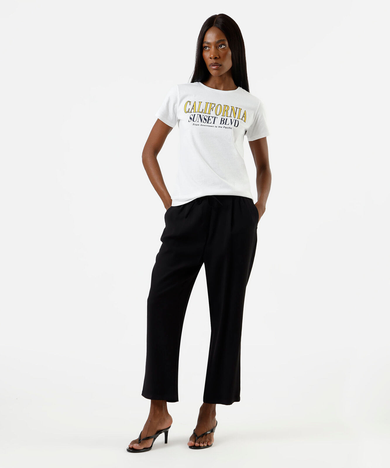 camiseta feminina de algodão estampada off white
