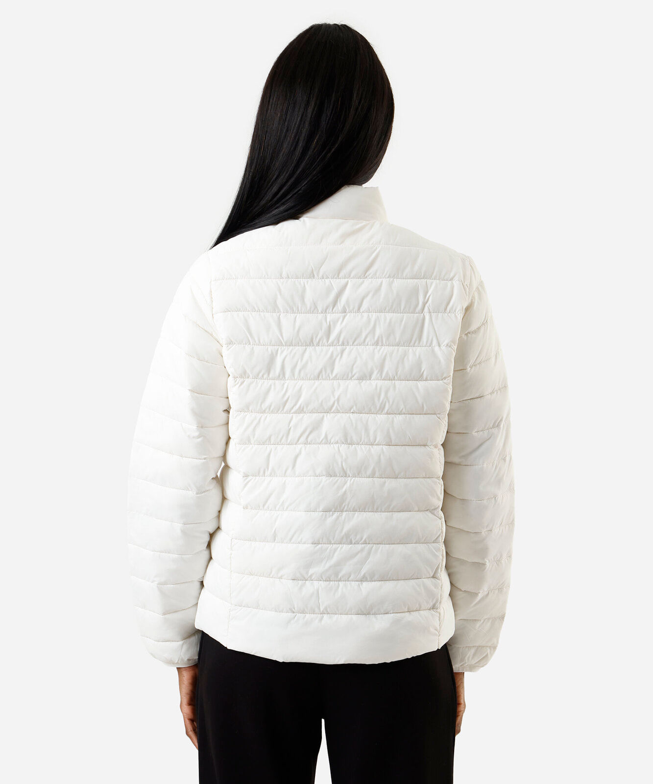 jaqueta puffer feminina gola alta off white