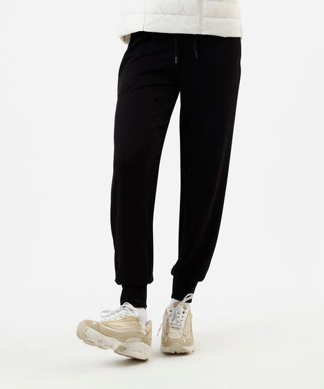 calça jogger feminina de moletinho preta