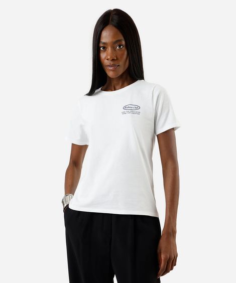 camiseta feminina de algodão estampada off white