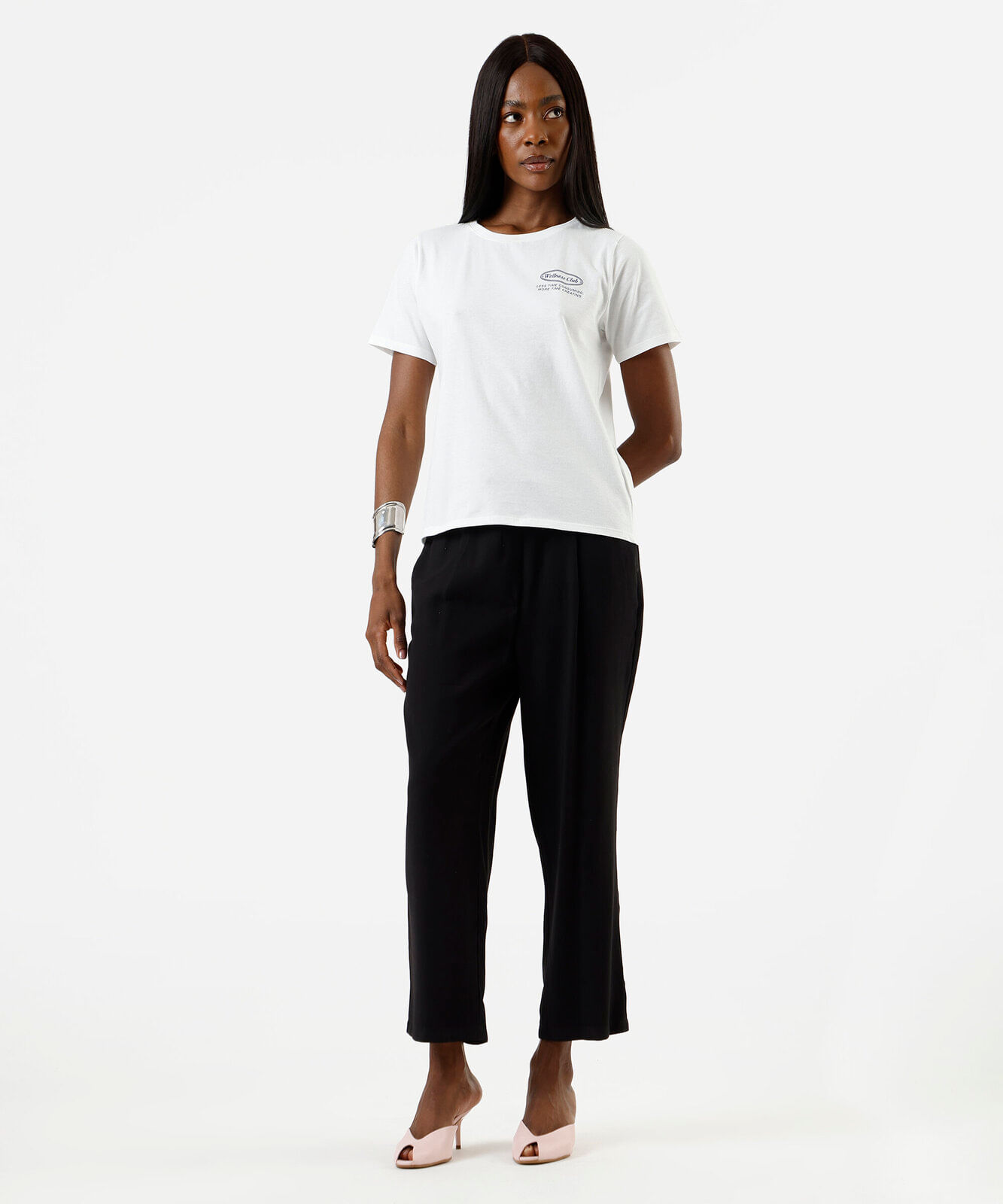 camiseta feminina de algodão estampada off white