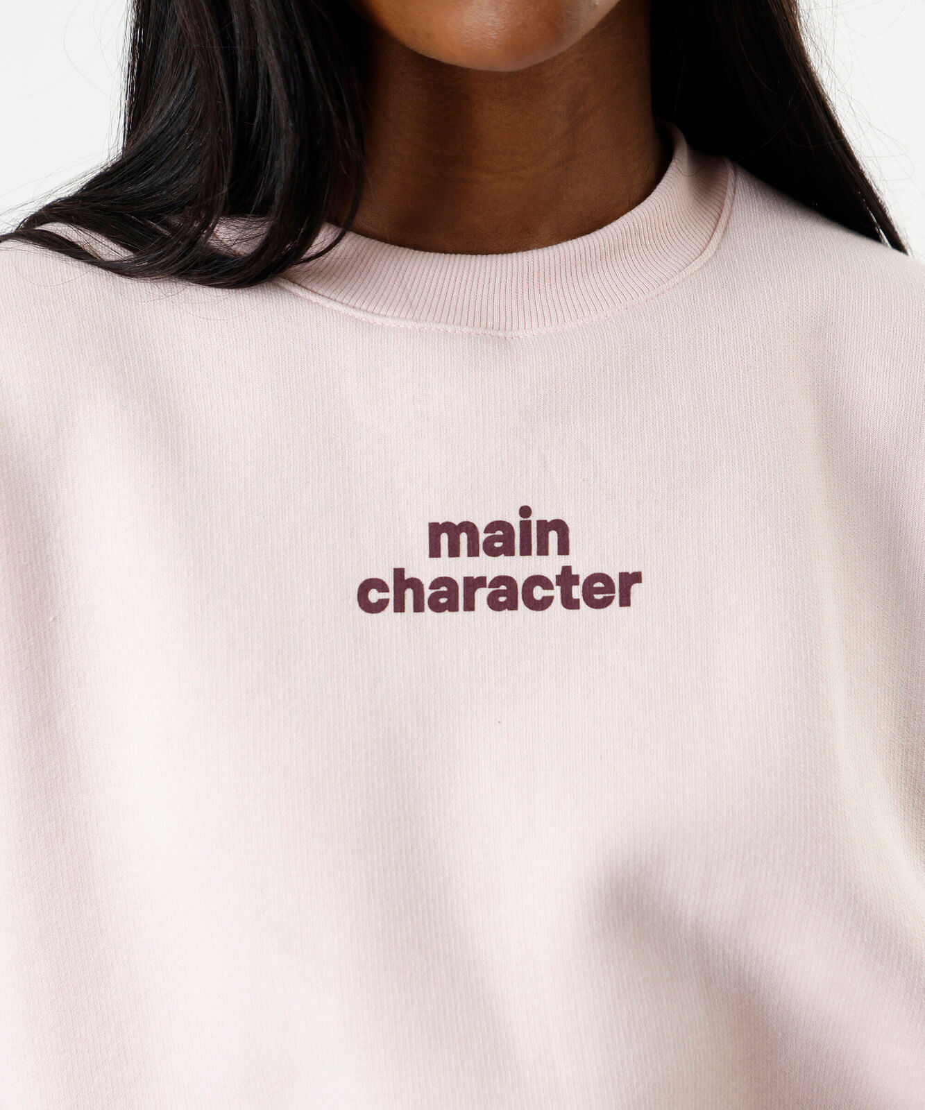 blusão oversized feminino de moletom com pregas estampado rosa