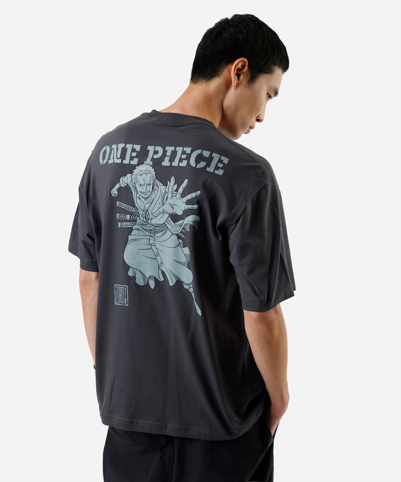 camiseta masculina de algodão one piece cinza