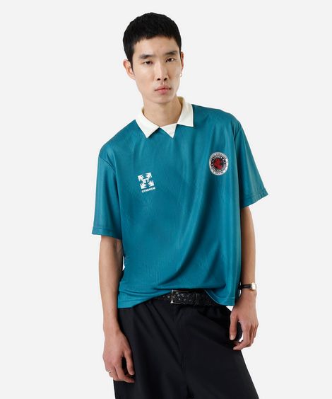 camiseta box fit masculina futebol com gola  verde