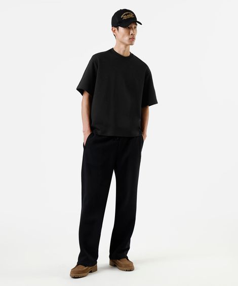 calça wide leg masculina de moletom cós elástico preta