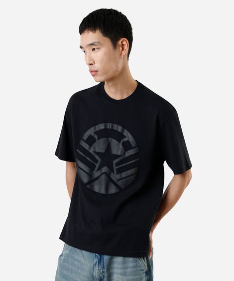 camiseta masculina de algodão capitão américa preta