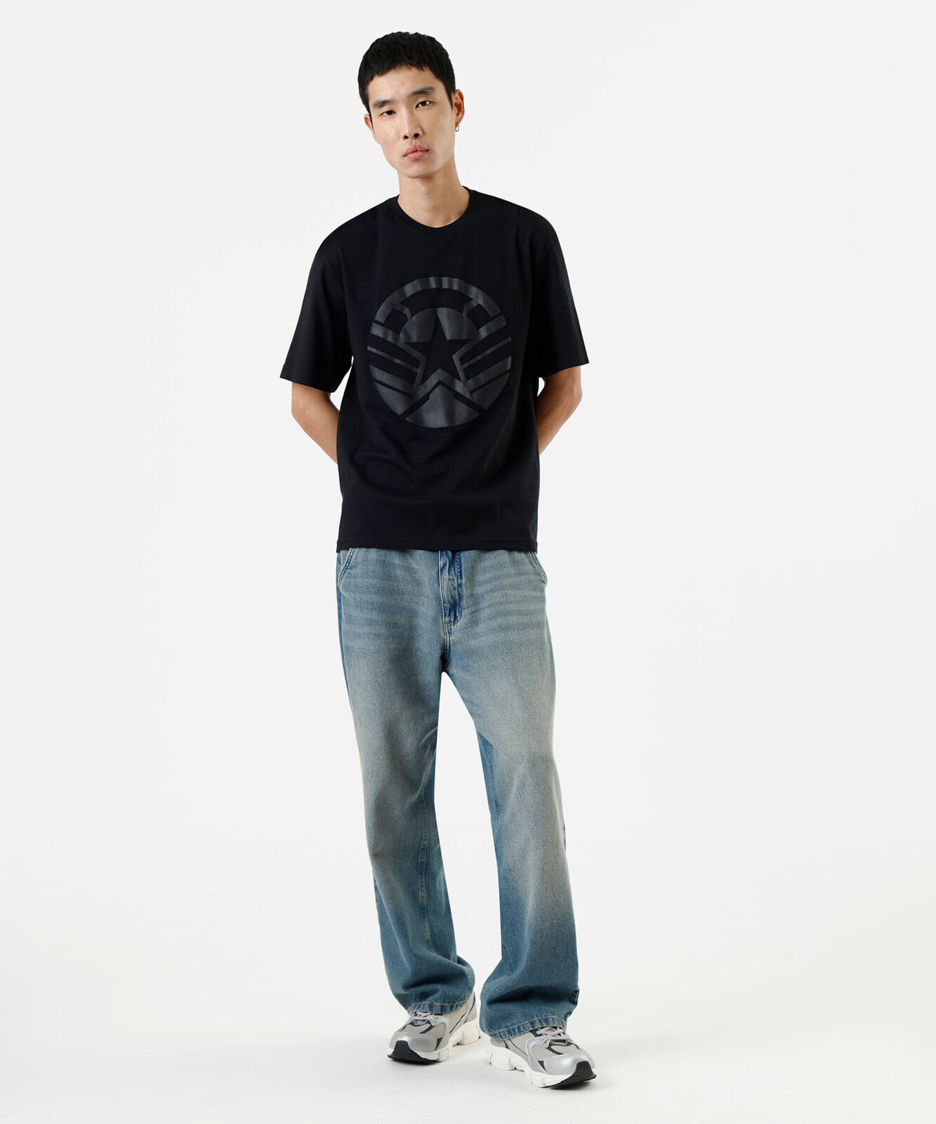 camiseta masculina de algodão capitão américa preta