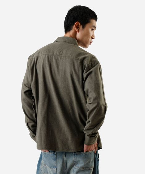 camisa masculina de algodão manga longa verde