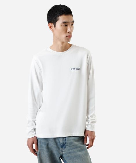 camiseta masculina com algodão manga longa estampada off white