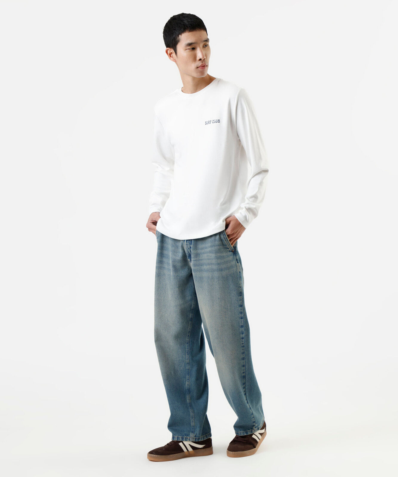 camiseta masculina com algodão manga longa estampada off white