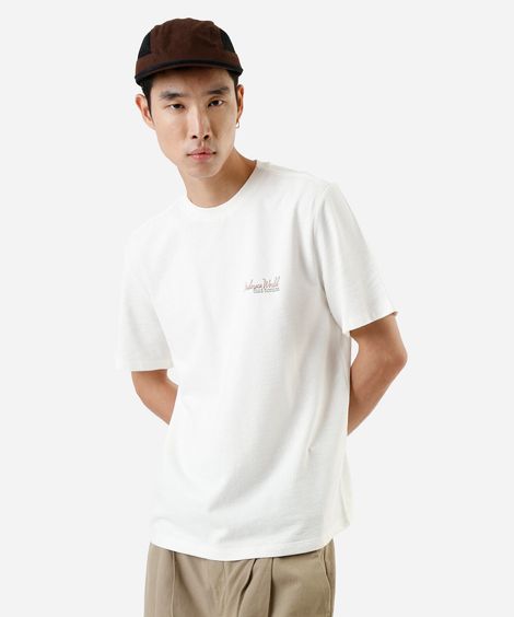 camiseta masculina de algodão estampada  off white