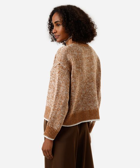 suéter feminino de tricot gola alta marrom