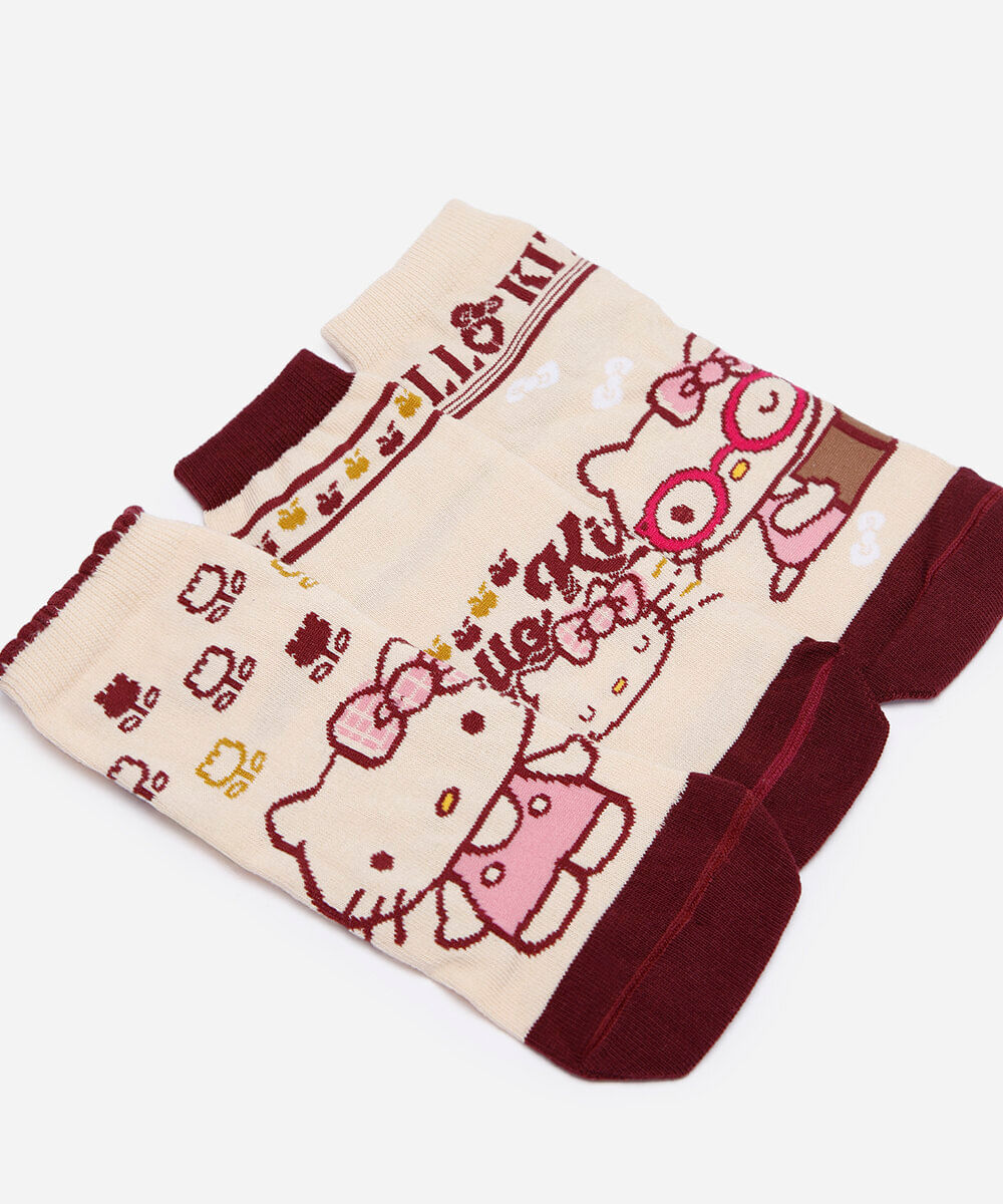 kit de 3 meias cano médio hello kitty colorido