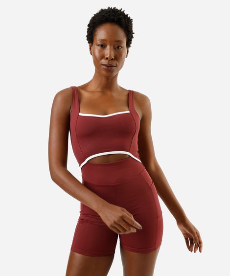 macaquinho feminino esportivo ace de poliamida com recorte vinho