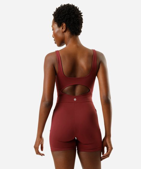 macaquinho feminino esportivo ace de poliamida com recorte vinho