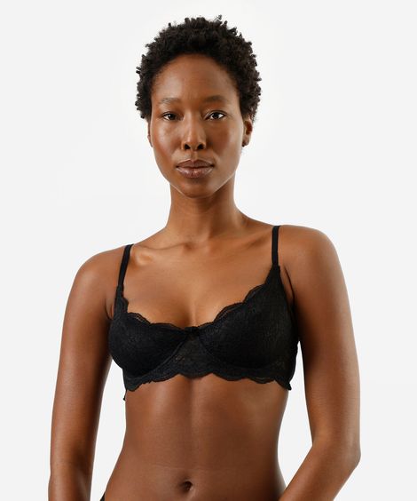 sutiã meia taça básico renda preto