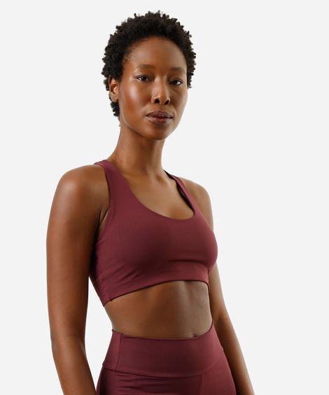 top feminino de poliamida bojo removível nadador esportivo ace vinho