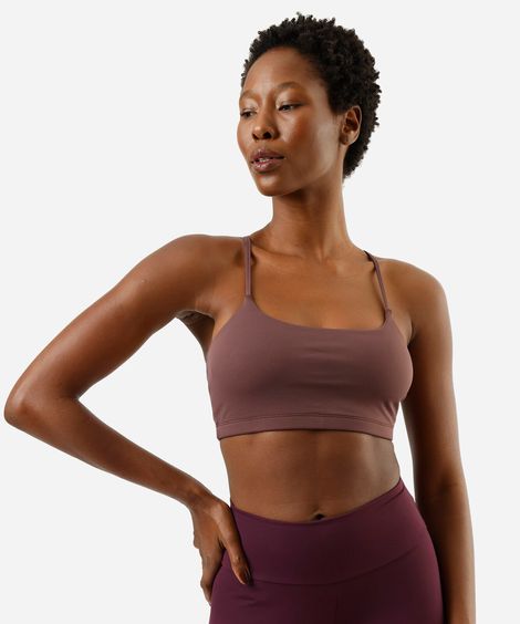 top feminino esportivo ace com bojos removíveis marrom