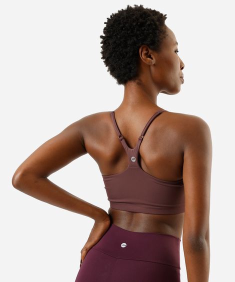 top feminino esportivo ace com bojos removíveis marrom