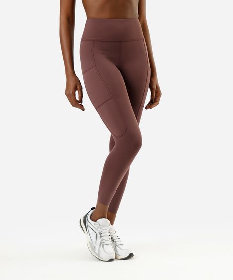 calça legging feminina esportiva ace com bolsos marrom