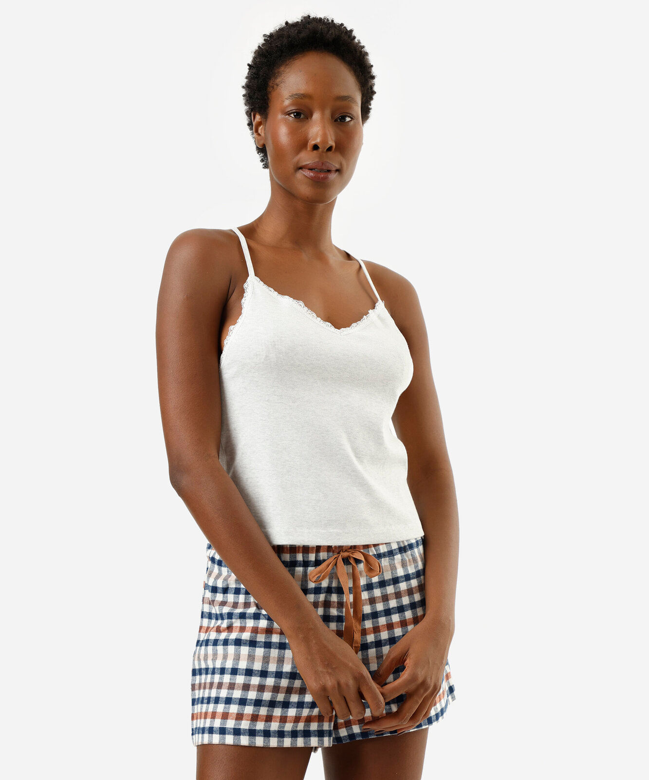 regata de pijama avulsa feminina com renda  cinza