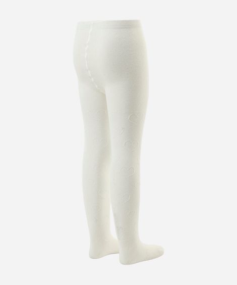 meia calça infantil corações off white