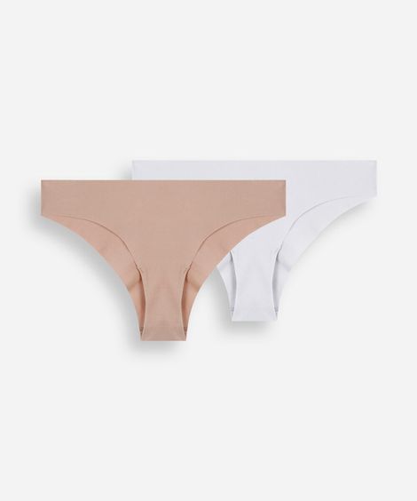 kit de 2 calcinhas biquíni feminina de algodão corte a fio colorido