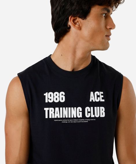 regata machão masculina de algodão estampada cea sports preta