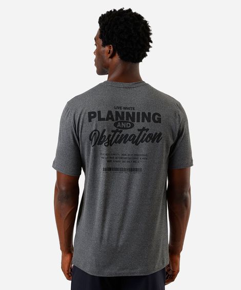 camiseta esportiva masculina estampada cinza