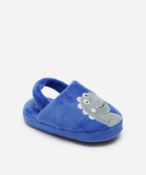 pantufa infantil dinossauro azul