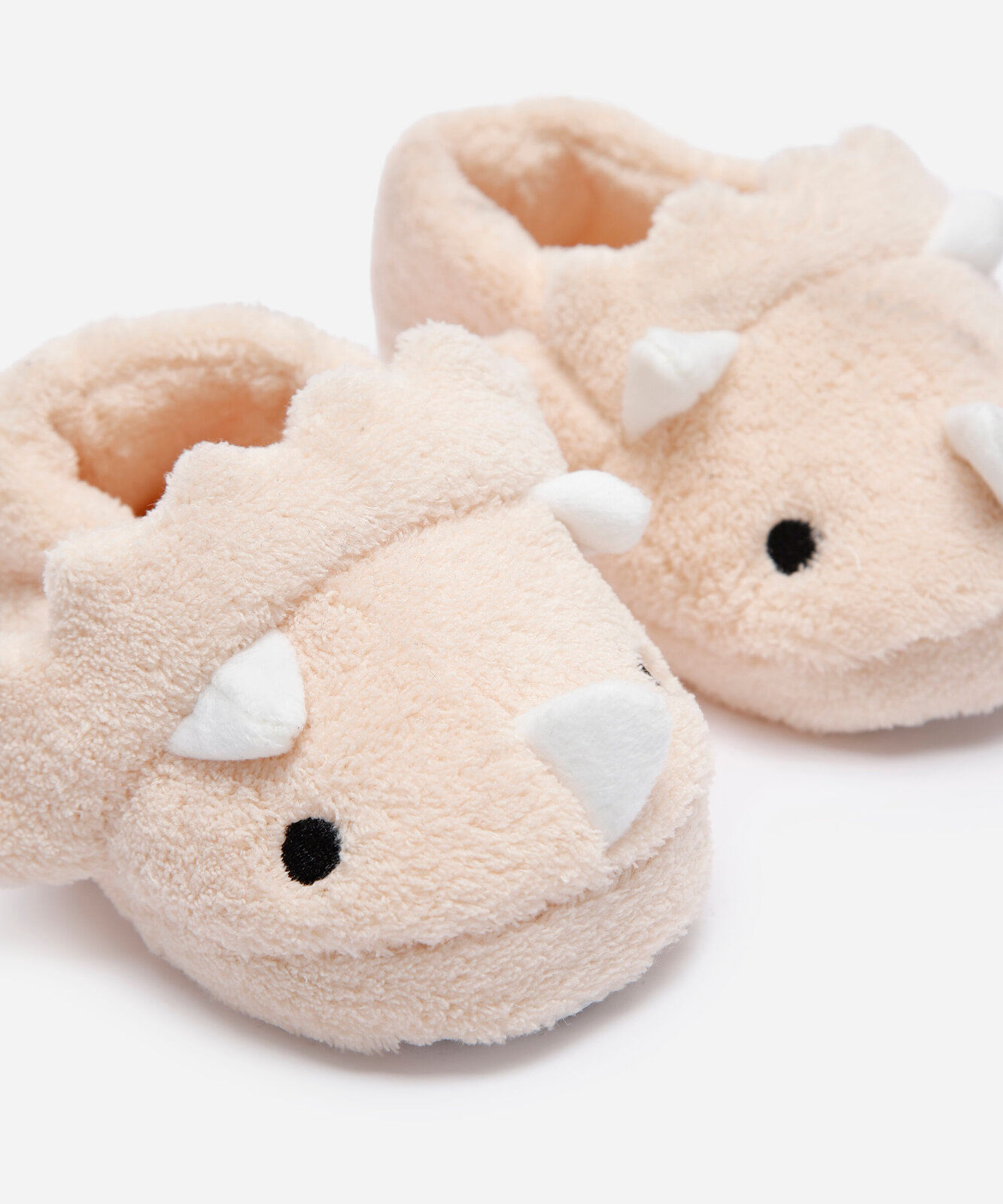 pantufa infantil de pelúcia dinossauro bege