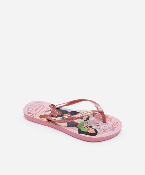 chinelo havaianas slim infantil princesas rosa