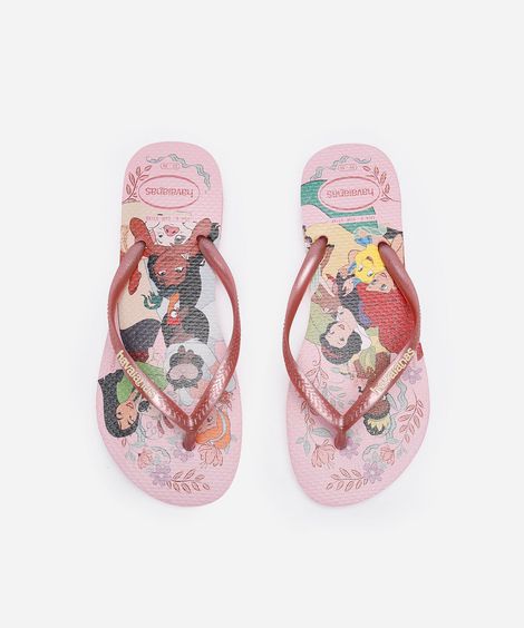 chinelo havaianas slim infantil princesas rosa