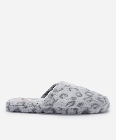 pantufa texturizada animal print cinza