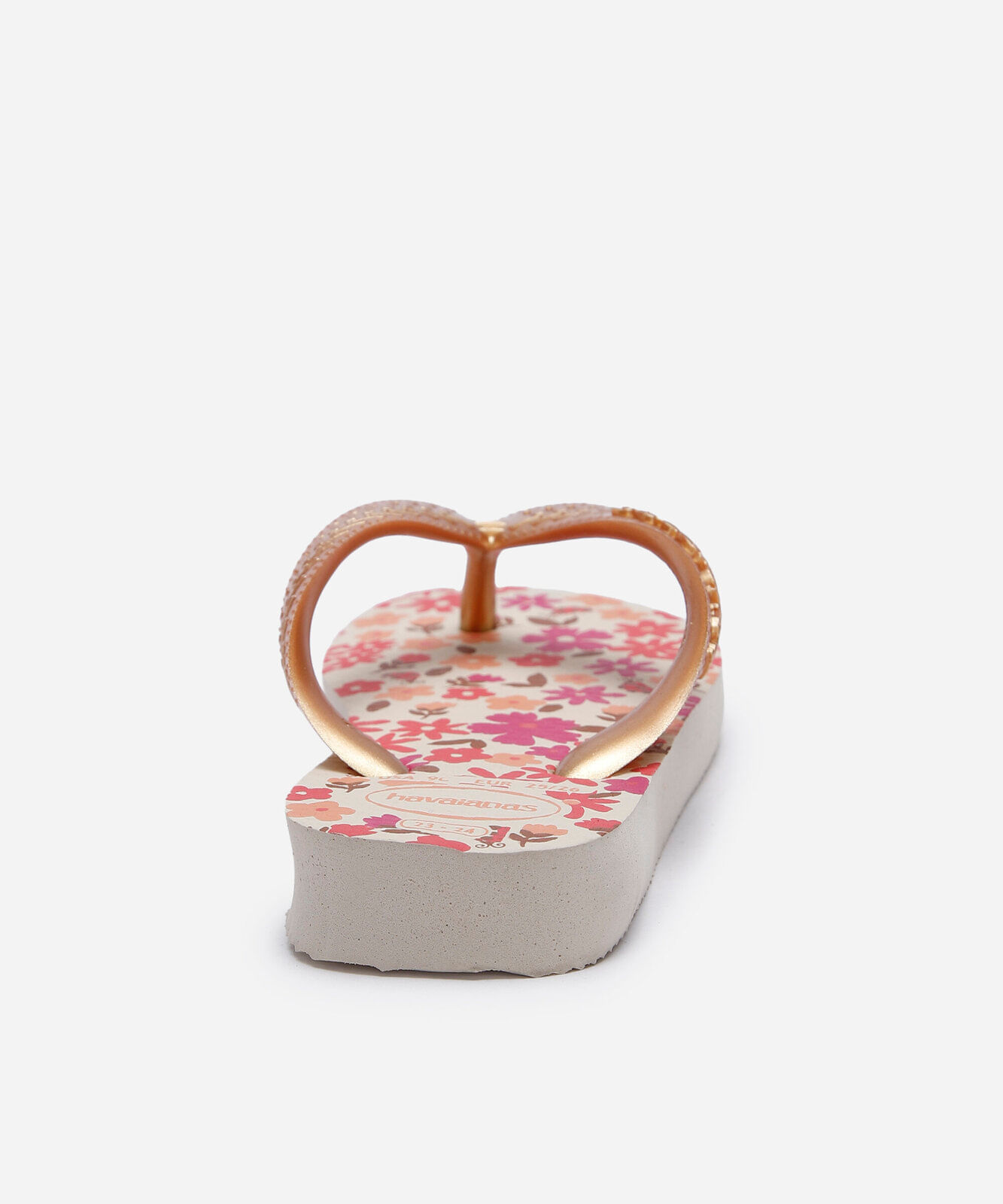 chinelo havaianas infantil floral bege