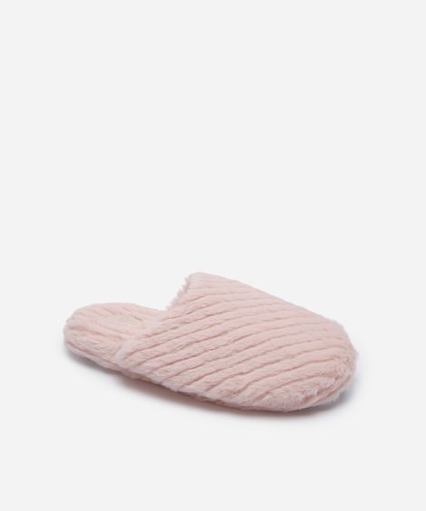 pantufa de pelúcia canelada rosa