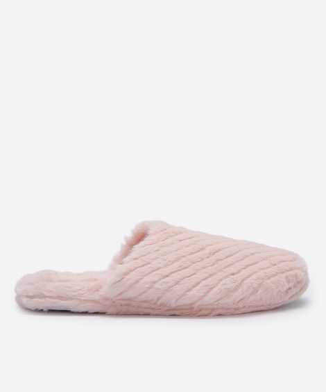 pantufa de pelúcia canelada rosa