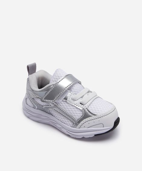 tênis esportivo infantil com velcro e recortes branco