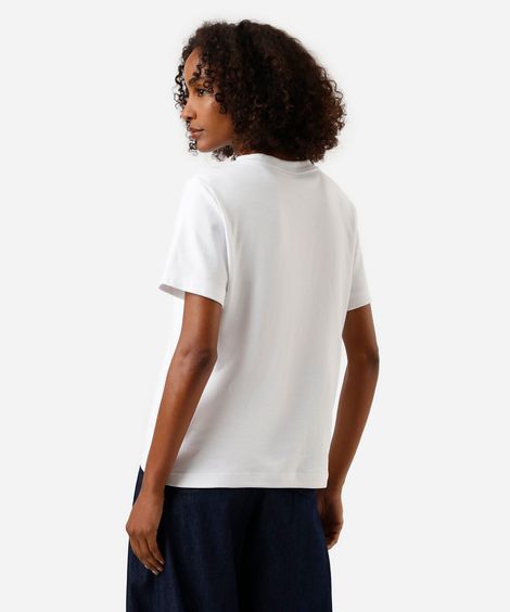camiseta feminina com algodão estampada off white