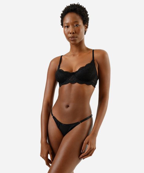 kit de 2 calcinhas string biquíni feminina com renda colorido