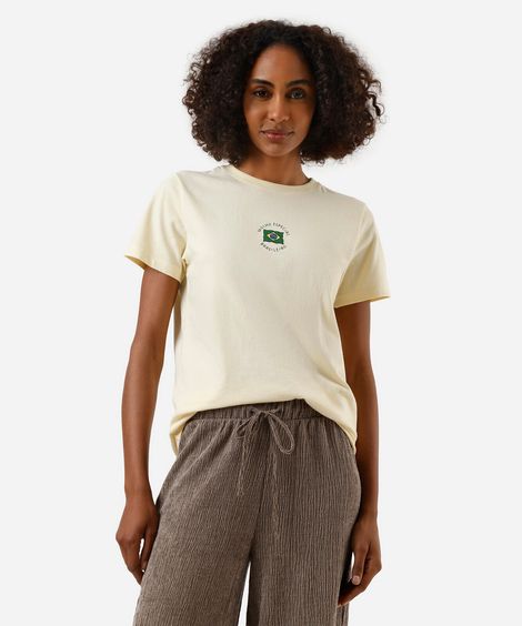 camiseta feminina regular molho brasileiro amarela