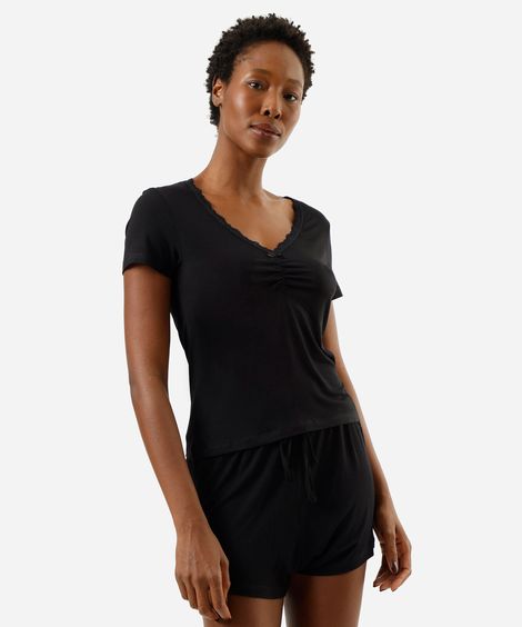 short de pijama avulso feminino de viscose preto