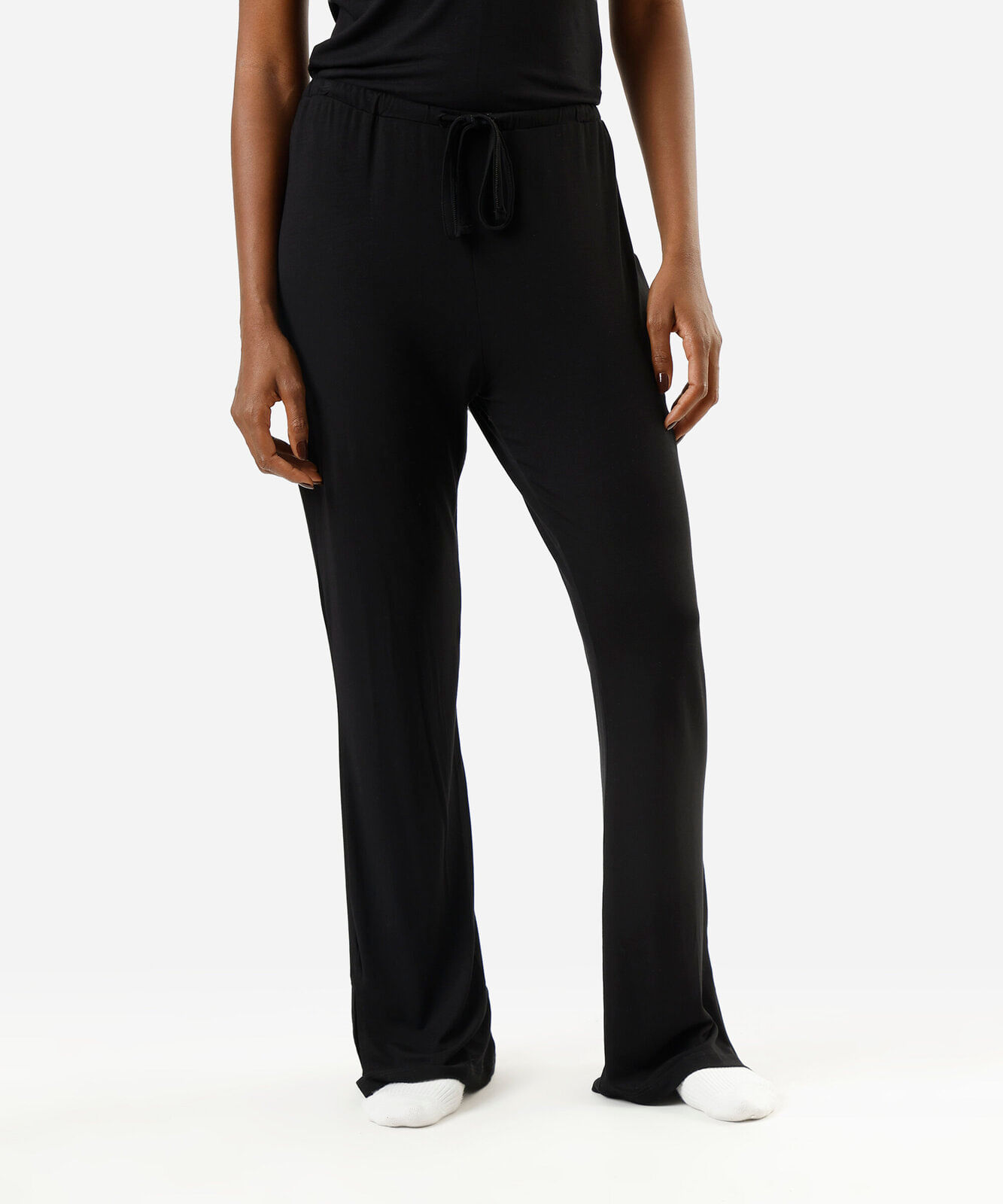 calça de pijama avulsa feminina em viscose preta