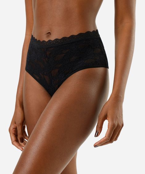 kit de 3 calcinhas caleçon feminina de renda floral colorido