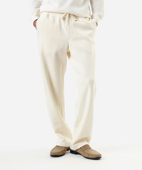 calça wide leg masculina de moletom cós elástico off white