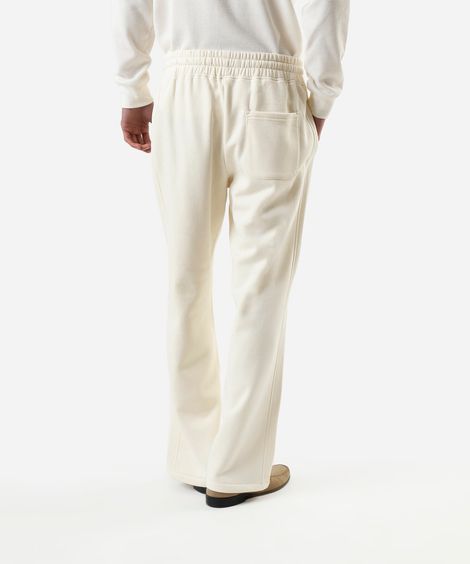 calça wide leg masculina de moletom cós elástico off white