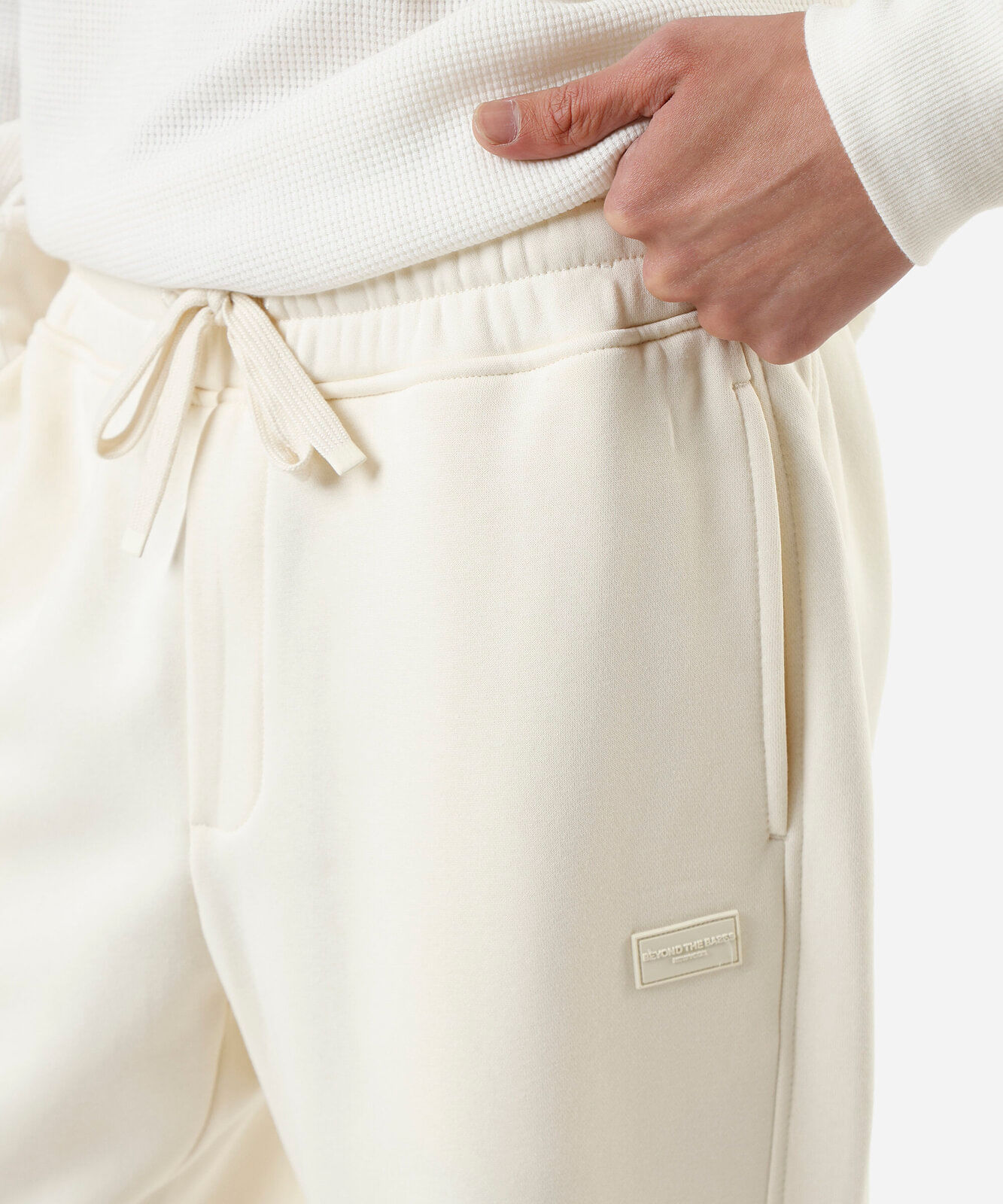 calça wide leg masculina de moletom cós elástico off white