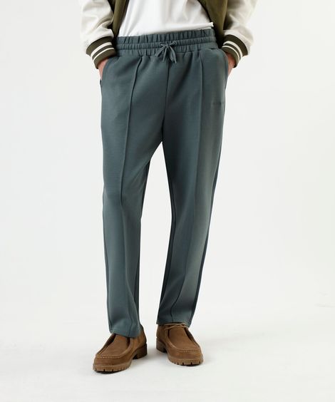 calça reta masculina com nervuras cós elástico verde