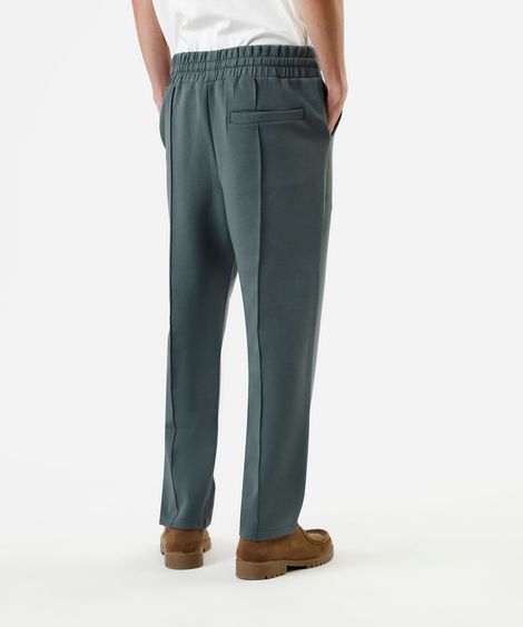 calça reta masculina com nervuras cós elástico verde